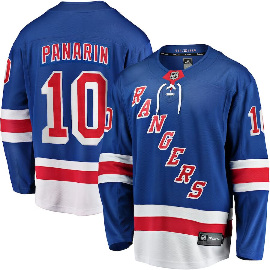 Men New York Rangers #10 Artemi Panarin Fanatics Branded Blue Home Breakaway Player NHL Jersey